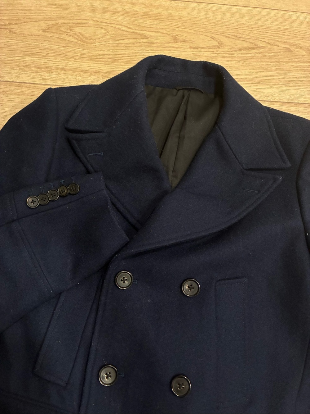 Spier & Mackay Men’s Navy Blue Wool Blend Pea Coat Size 34S